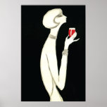 Vintage Art Deco ~ Villemot for Campari 1977 Poster<br><div class="desc">Striking black and white image of a woman delicately displaying a glass of Compari liquer in her elegant hand - an infusion of red with herbs and fruit in alcohol and water. The original art ad was created by Bernard Villemot for Compari, c. 1977. A perfect gift and memorabilia for...</div>