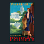 Vintage Art Deco Washington Travel Poster<br><div class="desc">This is a digitally enhanced print of a vintage Art Deco Washington,  Pennsylvania Railroad travel tourism poster by Edward M. Eggleston. It features a young woman exiting a train.</div>