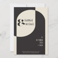 Vintage Art Deco Wedding Bone Black QR Code