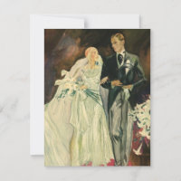 Vintage Art Deco Wedding Bride and Groom Newlyweds