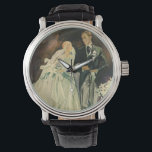 Vintage Art Deco Wedding Bride and Groom Newlyweds Watch<br><div class="desc">Vintage illustration love and romance art deco image featuring a bride and groom walking down the aisle after the wedding ceremony. The man is wearing a tuxedo and the woman is wearing a white wedding gown and carrying a bouquet of calla lily flowers. The happy newlywed couple start their marriage....</div>