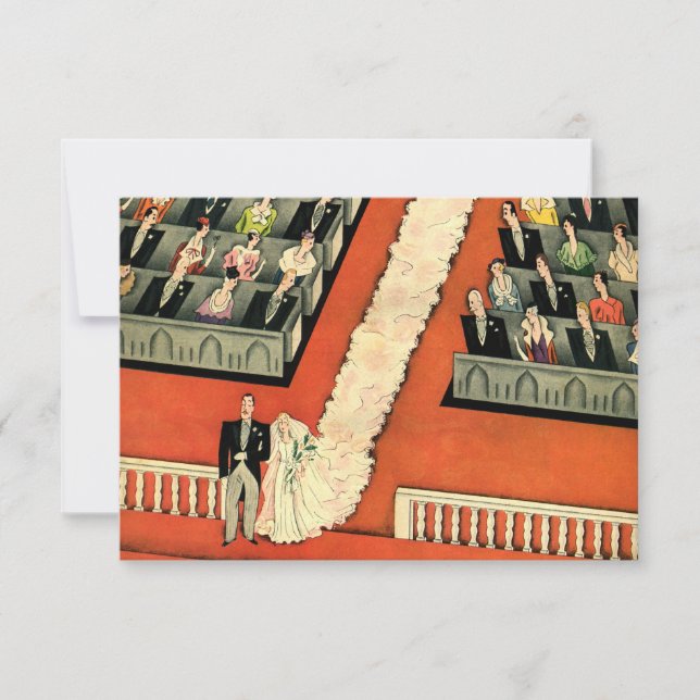 Vintage Art Deco Wedding, Bride and Groom RSVP (Front)