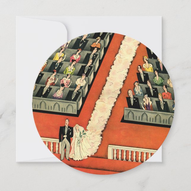 Vintage Art Deco Wedding, Bride n Groom Invitation (Front)