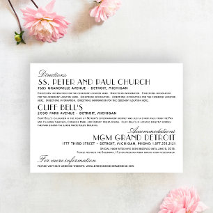 Vintage Art Deco Wedding Information Enclosure Card