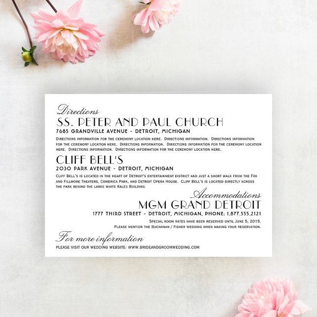 Vintage Art Deco Wedding Information Enclosure Card (Creator Uploaded)