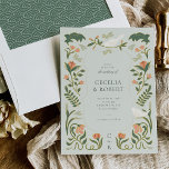 Vintage Art Deco Wedding Invitation<br><div class="desc">This vintage Art Deco Wedding Invitation from the Adaline Collection features all hand-drawn,  art deco-style florals in shades of green and salmon pink. Creates a stunning first impression for your wedding guests!</div>