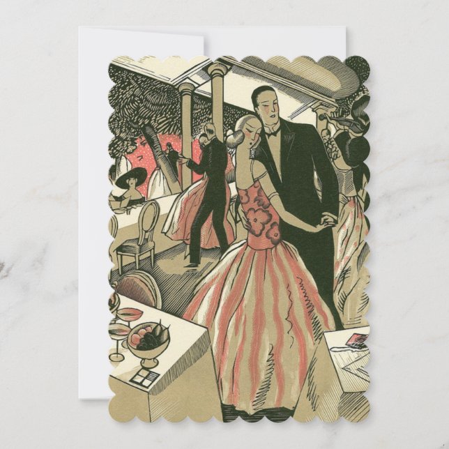 Vintage Art Deco Wedding, Newlyweds First Dance Invitation (Front)