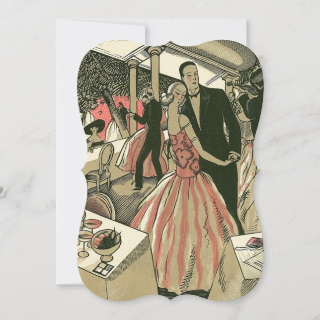 Vintage Art Deco Wedding, Newlyweds First Dance Invitation (Front)
