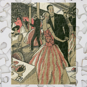 Vintage Art Deco Wedding, Newlyweds First Dance Jigsaw Puzzle