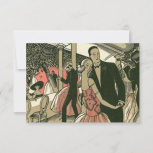 Vintage Art Deco Wedding, Newlyweds First Dance RSVP Card
