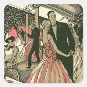 Vintage Art Deco Wedding, Newlyweds First Dance Square Sticker