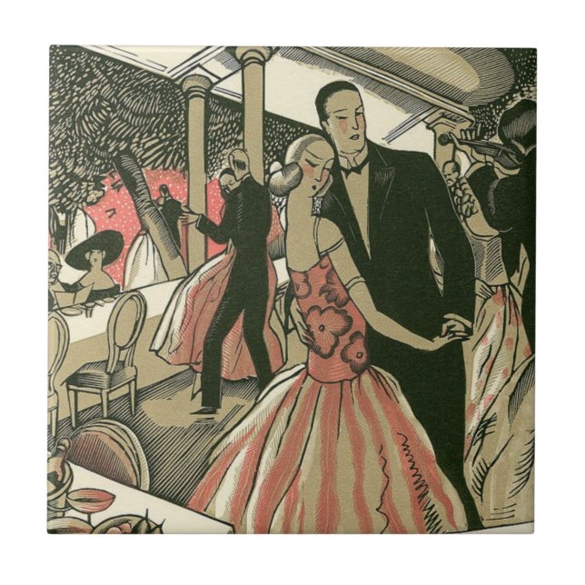 Vintage Art Deco Wedding, Newlyweds First Dance Tile (Front)