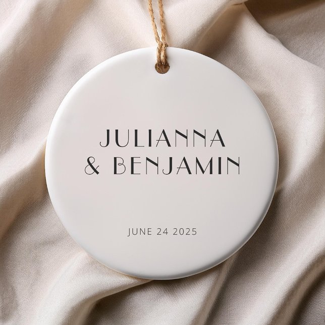 Vintage Art Deco White Simple Custom Wedding  Ceramic Tree Decoration (Creator Uploaded)