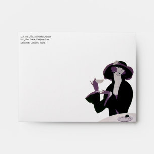Vintage Art Deco Woman, Afternoon Tea and Cupcake Envelope