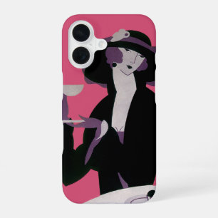 Vintage Art Deco Woman, Afternoon Tea and Cupcake iPhone 16 Case