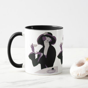 Vintage Art Deco Woman, Afternoon Tea and Cupcake Mug