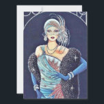 Vintage Art Deco Woman Blue Christmas Holiday Card<br><div class="desc">A beautiful blue vintage retro Christmas art deco woman holiday card. Send out one of these gorgeous art deco women holiday cards to friends and family for a unique holiday idea this year.  Also perfect for collectors. Check out the Art Deco collection in my store for more like this.</div>