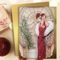 Vintage Art Deco Woman Christmas