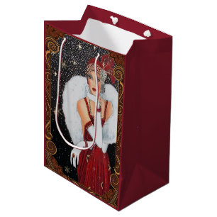 Vintage Art Deco Woman Christmas Holiday Medium Gift Bag