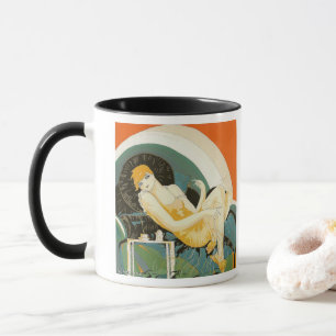Vintage Art Deco Woman Reclining on Couch, Chompre Mug