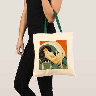 Vintage Art Deco Woman Reclining on Couch, Chompre Tote Bag