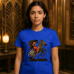 Vintage Art Deco Woman Riding On A Zebra T-Shirt