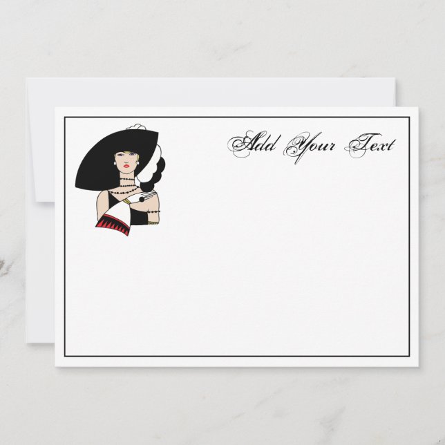 Vintage Art Deco Woman Wearing Hat Gloves Colour (Front)