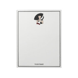 Vintage Art Deco Woman Wearing Hat Gloves Colour Notepad