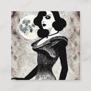 Vintage Art Deco Woman with Black Hair Square Business Card