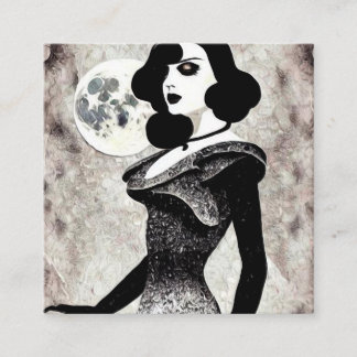 Vintage Art Deco Woman with Black Hair Square Business Card