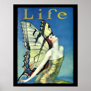 Vintage Art Deco Woman With Butterfly Wings Poster