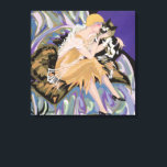 Vintage Art Deco Woman with Cat by S. Chompre Canvas Print<br><div class="desc">Vintage illustration art deco daily life image featuring an elegant woman wearing a flapper dress is sitting on a couch with her pet cat. Woman with Cat by S. Chompre. "Femmes Modernes, 1926" by S. Chompré is a series of illustrations with contemporary women from the 1920s by Samuel Chompré. The...</div>
