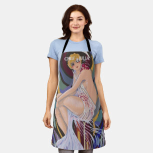 Vintage Art Deco Woman with Drapes by S. Chompre Apron