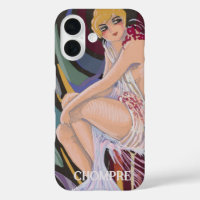 Vintage Art Deco Woman with Drapes by S. Chompre