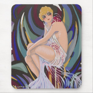 Vintage Art Deco Woman with Drapes by S. Chompre Mouse Mat