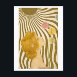 Vintage Art Deco Woman with Flowers and Sunshine Postcard<br><div class="desc">This is a reproduction of a vintage Art Deco postcard showing a woman with flowers in gold sunbeams.</div>