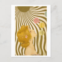 Vintage Art Deco Woman with Flowers and Sunshine