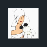 Vintage Art Deco Woman with Flowers Wearing Hat C Canvas Print<br><div class="desc">Vintage Art Deco Woman with Flowers Wearing Hat C ======== Customisable invitations and accessories with a stylised vintage art deco image of a fashionable 1920s - 1930s woman wearing a big hat holding flowers. You can easily customise these products by adding text fields, removing existing text fields, changing text fonts...</div>