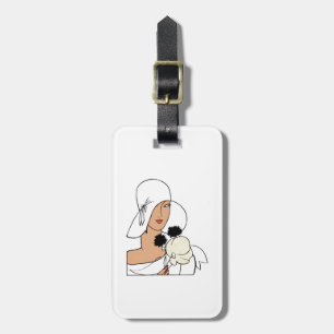 Vintage Art Deco Woman with Flowers Wearing Hat C Luggage Tag