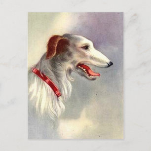 Vintage Art Design Borzoi Dog Postcard