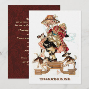 Vintage Art Design Thanksgiving Dinner Invitations