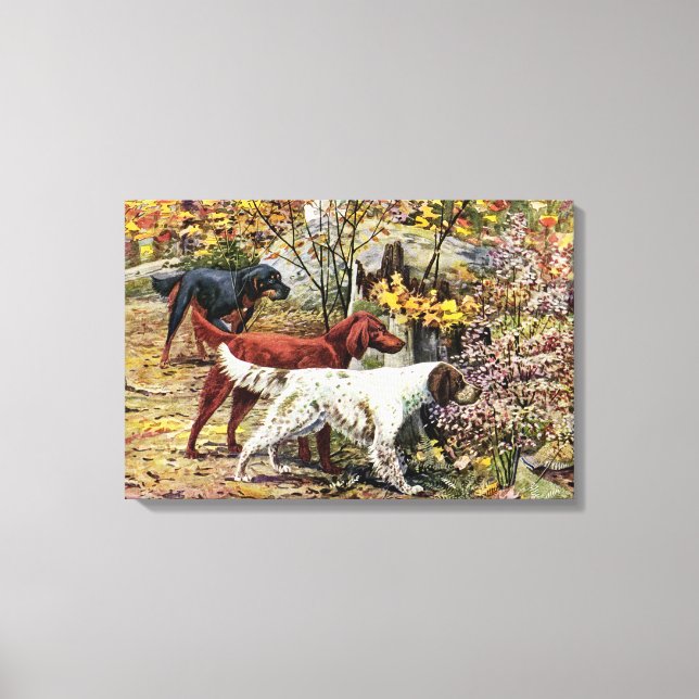 Vintage Art Dog Lovers Setters Canvas Print (Front)