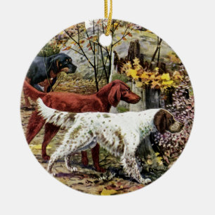 Vintage Art Dog Lovers Setters Ceramic Tree Decoration