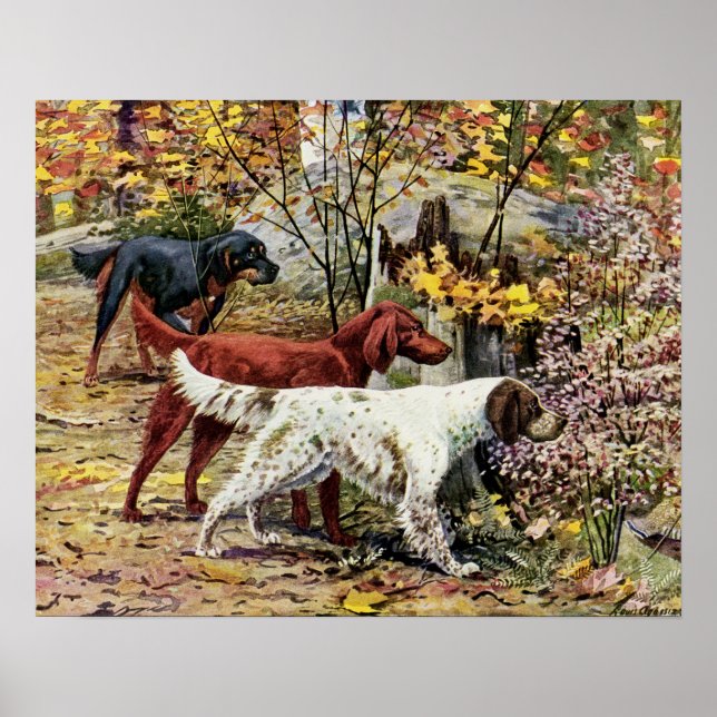 Vintage Art Dog Lovers Setters Poster (Front)