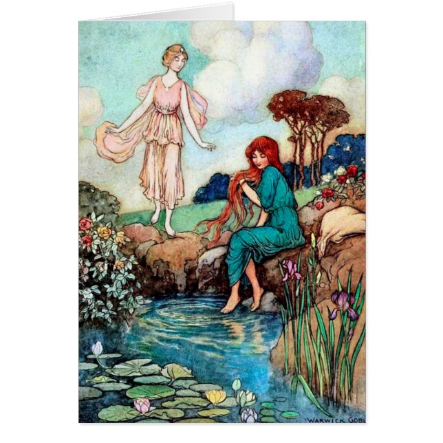 Vintage Art - Fairy at the Reflecting Pond - (Front)