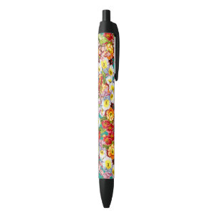 Vintage Art Floral Pattern Spring Flowers Primrose Black Ink Pen