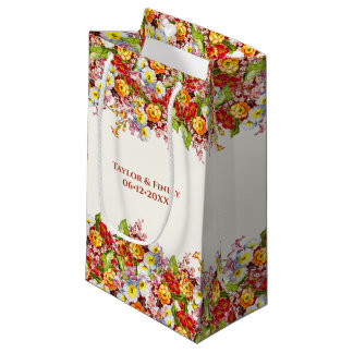 Vintage Art Floral Pattern Spring Flowers Primrose Small Gift Bag