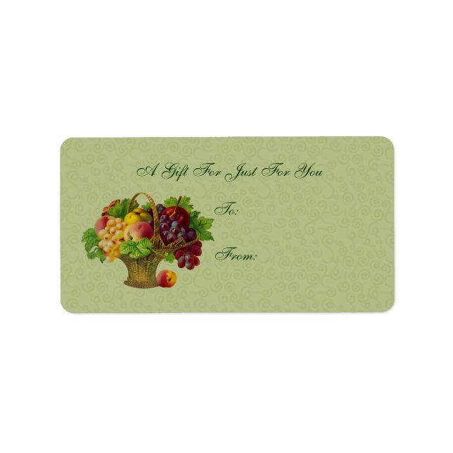 Vintage Art Fruit Basket Gift Tag (Front)