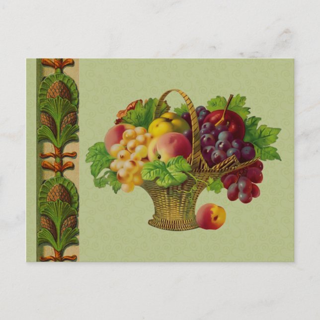 Vintage Art Fruit Basket Postcard (Front)