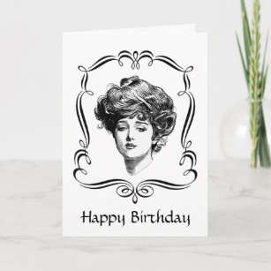 Vintage Art Gibson Girl Birthday Card